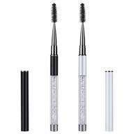 🧳 convenient 2pcs travel-sized eyelash brush with cap: mascara spoolie & brow applicator, reusable & portable cosmetic brushes logo