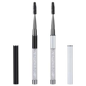 img 4 attached to 🧳 Convenient 2Pcs Travel-Sized Eyelash Brush with Cap: Mascara Spoolie & Brow Applicator, Reusable & Portable Cosmetic Brushes