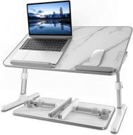 🛏️ lap desk for laptop and writing: 17 inch large bed tray table with adjustable legs - foldable, portable, and versatile standing table for sofa, couch, or floor logo
