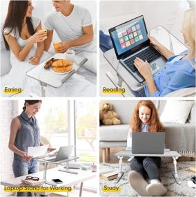 img 3 attached to 🛏️ Lap Desk for Laptop and Writing: 17 inch Large Bed Tray Table with Adjustable Legs - Foldable, Portable, and Versatile Standing Table for Sofa, Couch, or Floor