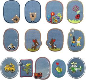 img 1 attached to 👖 13 PCS Animal Iron On Denim Patches - Sewing Knee Repair Patches for Clothing, Jeans Patch Inside - DIY Repair for Jeans and More