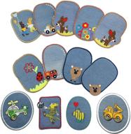 👖 13 pcs animal iron on denim patches - sewing knee repair patches for clothing, jeans patch inside - diy repair for jeans and more logo