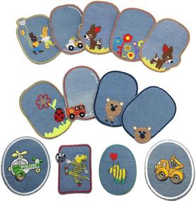 img 4 attached to 👖 13 PCS Animal Iron On Denim Patches - Sewing Knee Repair Patches for Clothing, Jeans Patch Inside - DIY Repair for Jeans and More