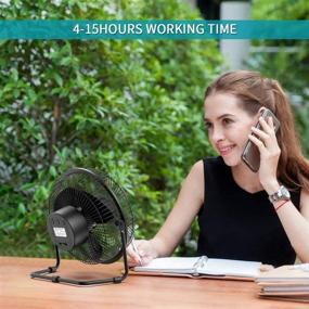 img 1 attached to 💨 Top-Notch Battery Operated Desk Fan: Timer, 4 Speeds & Upgraded Strong Airflow | Rechargeable Table Fan for Home Camping Hurricane | Quiet & Portable | Fast Charging | 5200mAh Battery | Durable Metal Fan | Easy Cleaning & 360° Rotation