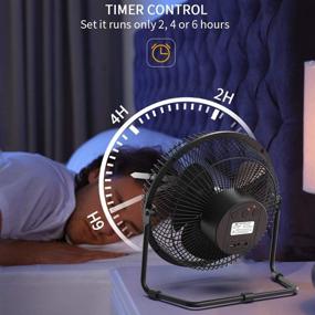 img 2 attached to 💨 Top-Notch Battery Operated Desk Fan: Timer, 4 Speeds & Upgraded Strong Airflow | Rechargeable Table Fan for Home Camping Hurricane | Quiet & Portable | Fast Charging | 5200mAh Battery | Durable Metal Fan | Easy Cleaning & 360° Rotation