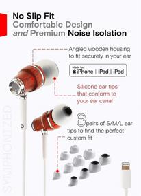 img 3 attached to Symphonized NRG MFI Проводные наушники – Стерео-гарнитура – Премиальные наушники из настоящей бубинговой древесины, шумопоглощающие – Сертифицированные наушники Lightning, совместимые с Apple iPhone/iPad/iPod [белые]