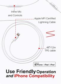 img 1 attached to Symphonized NRG MFI Проводные наушники – Стерео-гарнитура – Премиальные наушники из настоящей бубинговой древесины, шумопоглощающие – Сертифицированные наушники Lightning, совместимые с Apple iPhone/iPad/iPod [белые]