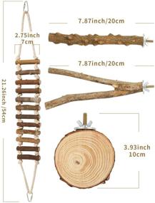 img 3 attached to Набор из 4 птичьих веток Woiworco: стойки из натурального дерева, 🐦 принадлежности для клетки, игрушки на веревке для попугая, кокатиля и волнистого попугая