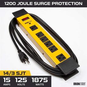 img 2 attached to 🔌 14/3 SJT Black and Yellow Metal Surge Suppressor Power Strip - 6 Outlet Heavy Duty with 9ft Long Extension Cord