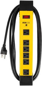 img 4 attached to 🔌 14/3 SJT Black and Yellow Metal Surge Suppressor Power Strip - 6 Outlet Heavy Duty with 9ft Long Extension Cord