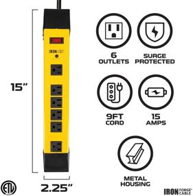 img 3 attached to 🔌 14/3 SJT Black and Yellow Metal Surge Suppressor Power Strip - 6 Outlet Heavy Duty with 9ft Long Extension Cord