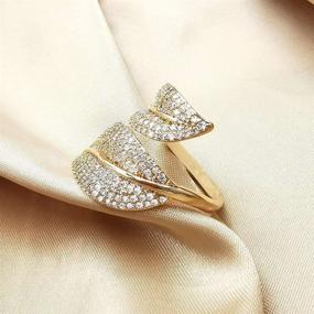 img 3 attached to Моротоле - ювелирное кольцо с регулируемым размером, покрытое золотом 18K и серебром, с блестящими кубическими циркониями. Стекируемая свадебная колецо-безконечность для пар.