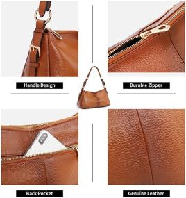 img 1 attached to 👜 Vintage Top Handle Women's Hobo Handbags - Kattee Soft Leather Shoulder Purses, Genuine & Stylish