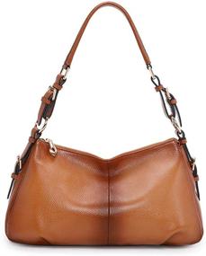 img 4 attached to 👜 Vintage Top Handle Women's Hobo Handbags - Kattee Soft Leather Shoulder Purses, Genuine & Stylish