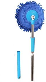 img 4 attached to Meioro 360° Wet Mop with Flexible Handle and Microfiber Chenille Towel Head - Ideal for Car Cleaning, Glass Tile, Window, and Home Kitchen - Blue