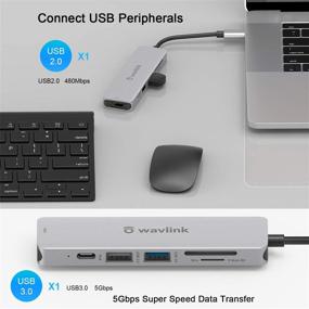 img 2 attached to 🔌 WAVLINK 7-in-1 Aluminum USB C Hub with 87W Power Delivery, 4K @30Hz HDMI Port, 2 USB A Ports, microSD and SD Card Reader, Charge Indicator for Windows/Mac and More