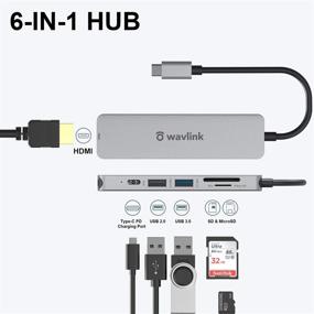 img 3 attached to 🔌 WAVLINK 7-in-1 Aluminum USB C Hub with 87W Power Delivery, 4K @30Hz HDMI Port, 2 USB A Ports, microSD and SD Card Reader, Charge Indicator for Windows/Mac and More