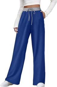 img 3 attached to Dofaoo Women's Winter Pants with Pockets Lounge Wide Leg Sweatpants - Fall Elastic Waist Drawstring Pants in S-3XL Sizes