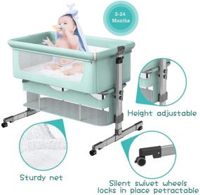 img 2 attached to Bedside Sleeper Bedside Crib: 3-in-1 Travel Baby Crib with Breathable Net in Green