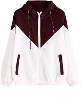 milumia women's color block drawstring hooded zip-up sports windbreaker jacket with pocket - windproof логотип