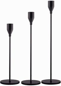 img 4 attached to 🕯️ SUJUN Matte Black Candle Holders Set of 3: Elegant Decor for Weddings, Dinners & Parties, Fits 3/4 inch Taper Candles & LED Candles - Stylish Metal Candle Stands