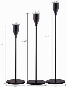 img 2 attached to 🕯️ SUJUN Matte Black Candle Holders Set of 3: Elegant Decor for Weddings, Dinners & Parties, Fits 3/4 inch Taper Candles & LED Candles - Stylish Metal Candle Stands