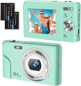 img 3 attached to toberto Digital Camera: HD Vlogging LCD Mini Camera with 16X Zoom, 36MP Video Cam for Kids/Students/Beginners - Green