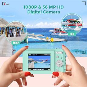 img 2 attached to toberto Digital Camera: HD Vlogging LCD Mini Camera with 16X Zoom, 36MP Video Cam for Kids/Students/Beginners - Green