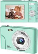 toberto digital camera: hd vlogging lcd mini camera with 16x zoom, 36mp video cam for kids/students/beginners - green logo