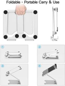 img 2 attached to 💻 Ноутбук стенд - регулируемый и полностью складной держатель для компьютера на стол - алюминиевый планшетный стенд с более большим вентиляционным отверстием - нагрузка до 48 фунтов - совместим с MacBook Air/Pro, Surface, Lenovo, Dell, HP Notebook