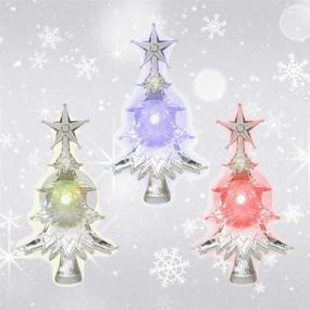 img 4 attached to 🎄 Christmas Window Clings by BANBERRY DESIGNS - Set of 3 Suction Cup Xmas Trees with LED Color Changing Lights - Battery Operated Christmas Decorations