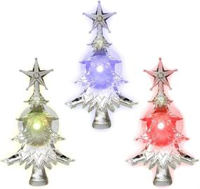img 3 attached to 🎄 Christmas Window Clings by BANBERRY DESIGNS - Set of 3 Suction Cup Xmas Trees with LED Color Changing Lights - Battery Operated Christmas Decorations