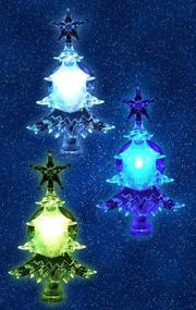 img 1 attached to 🎄 Christmas Window Clings by BANBERRY DESIGNS - Set of 3 Suction Cup Xmas Trees with LED Color Changing Lights - Battery Operated Christmas Decorations