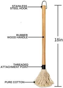 img 3 attached to 🔥 Miso 18 Inch Grill Basting Mop: Long Wooden Handle with 4 Replacement Heads for Effortless Grilling & Smoking