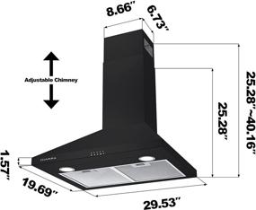 img 3 attached to 🔥 30-inch Black Range Hood with Anti-fingerprint Design - 450 CFM Kitchen Vent Hood - Push Button Control - 3 Speed Exhaust Fan - Ducted and Ductless Convertible - CIARRA CAB75206P