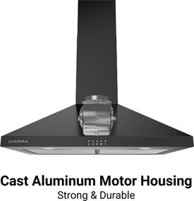 img 2 attached to 🔥 30-inch Black Range Hood with Anti-fingerprint Design - 450 CFM Kitchen Vent Hood - Push Button Control - 3 Speed Exhaust Fan - Ducted and Ductless Convertible - CIARRA CAB75206P