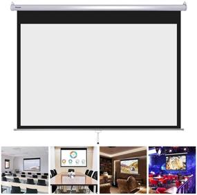 img 3 attached to Экран проектора Instahibit 72 дюйма 16:9 с ручным опусканием и механизмом самозащелкивания для дома, конференц-зала, класса, ресторана, бара.