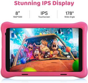 img 2 attached to 🎮 Планшет для детей 8 дюймов: HAPPYBE, Full HD дисплей, четырехъядерный, 32 ГБ, родительский контроль, WiFi, Google Play, YouTube, розовый чехол для защиты от детей.