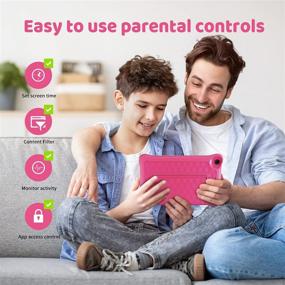 img 1 attached to 🎮 Планшет для детей 8 дюймов: HAPPYBE, Full HD дисплей, четырехъядерный, 32 ГБ, родительский контроль, WiFi, Google Play, YouTube, розовый чехол для защиты от детей.