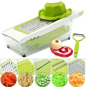 img 3 attached to HaetFire Mandoline Slicer Vegetable Potato Grater Cutter Chopper - Julienne Slices and Shreds Fruits and Vegetables Effortlessly! Food Container, Safety Food Holder Included, with 5 Interchangeable Sharp Blades