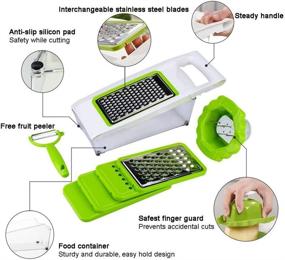 img 2 attached to HaetFire Mandoline Slicer Vegetable Potato Grater Cutter Chopper - Julienne Slices and Shreds Fruits and Vegetables Effortlessly! Food Container, Safety Food Holder Included, with 5 Interchangeable Sharp Blades