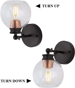 img 3 attached to Oil Rubbed Bronze Vanity Wall Sconce with Seeded Glass - Vintage Farmhouse Lighting for Bathroom, Industrial Wall Lamp