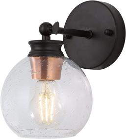 img 4 attached to Oil Rubbed Bronze Vanity Wall Sconce with Seeded Glass - Vintage Farmhouse Lighting for Bathroom, Industrial Wall Lamp