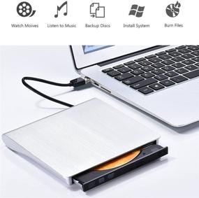 img 3 attached to 📀 Padarsey USB 3.0 External DVD CD Drive for Laptop/Mac/PC - Slim White External DVD-RW Player, Writer, Rewriter - Compatible with Windows 7/8/10 - Optical Burner for Notebook/Desktop