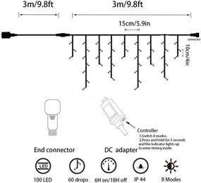 img 3 attached to 🎄 YASENN 100LED 9.9Ft Icicle Lights - Versatile String Lights with Timer and 8 Lighting Modes for Festive Christmas Decoration in Cool White!