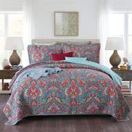 🛏️ bownew lightweight cotton king size quilt sets - bohemian pattern bedspread for elegant home bedding - includes 3 pieces: 1 quilt and 2 pillow shams logo