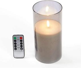 img 4 attached to 🕯️ Glowiu Flameless Candle Glass Gray Set of 3 - Battery Operated Pillar Candles with Remote for Christmas, Weddings, and Home Décor