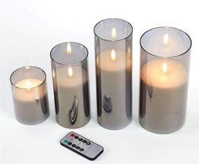 img 3 attached to 🕯️ Glowiu Flameless Candle Glass Gray Set of 3 - Battery Operated Pillar Candles with Remote for Christmas, Weddings, and Home Décor