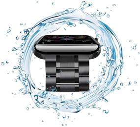 img 1 attached to Заменяющий браслет из нержавеющей стали для Apple Watch Band 38мм 40мм, серия SE/6/5/4/3/2/1 - черный (38мм/40мм) 🧾