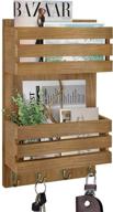 📪 rustic wall mounted mail organizer with key hooks - pickkross 2-slot mail sorter, key and mail holder for entryway, hallway (brown) логотип